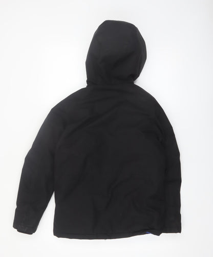 Jack & Jones Boys Black Hooded Parka Coat Size 152 Water Repellent Winter Jacket