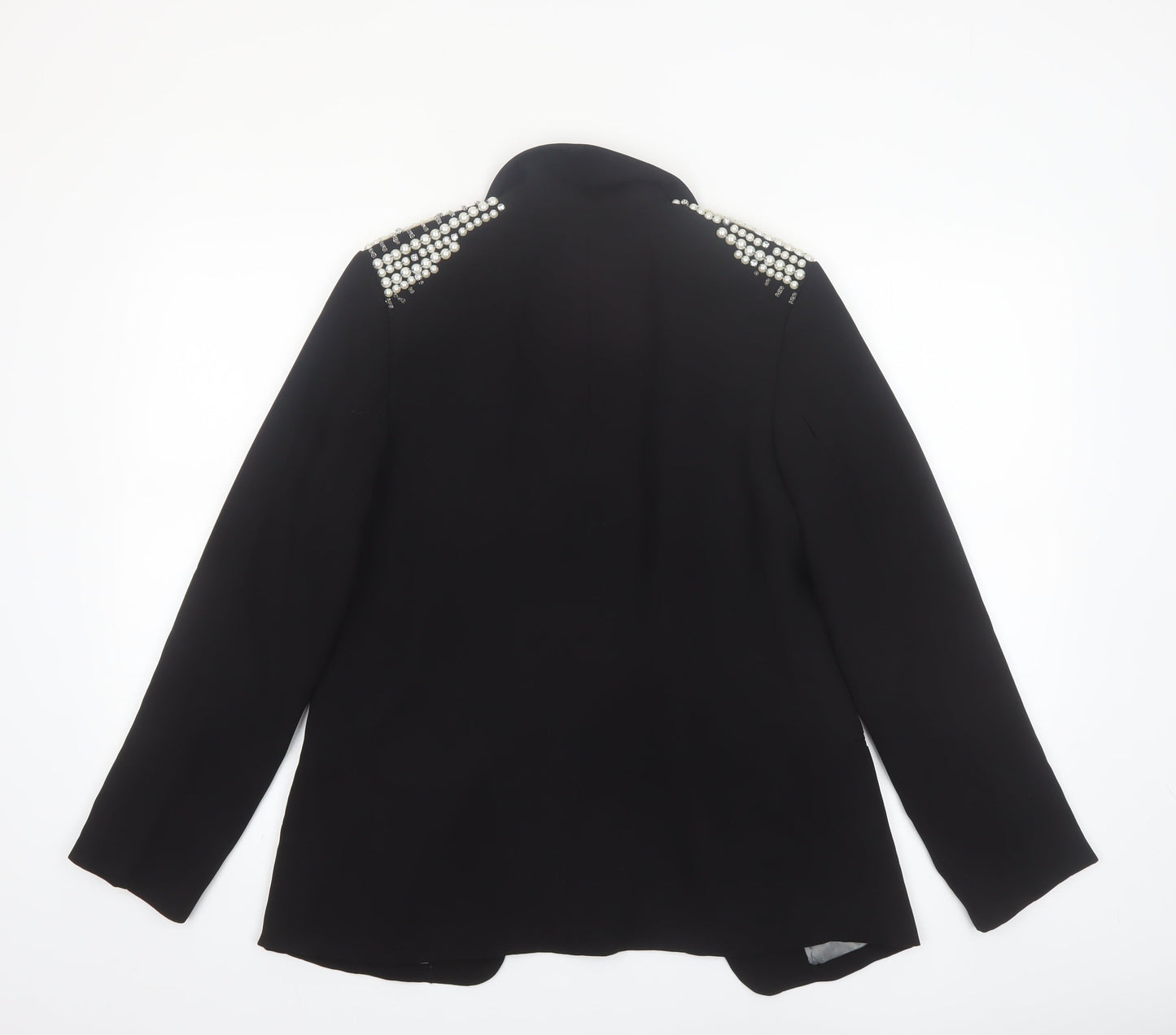 Johnny's Fashion Women Black Shawl Lapel Embellished Blazer Size S