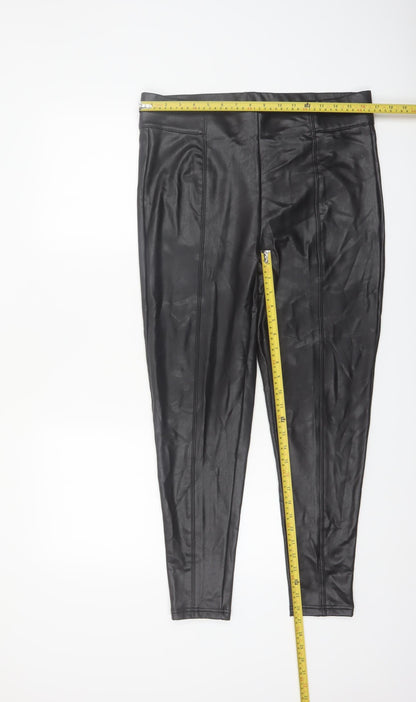 Marks and Spencer Women's Black Faux Leather Leggings Size 16