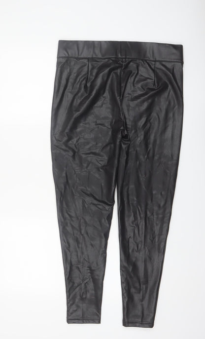 Marks and Spencer Women's Black Faux Leather Leggings Size 16