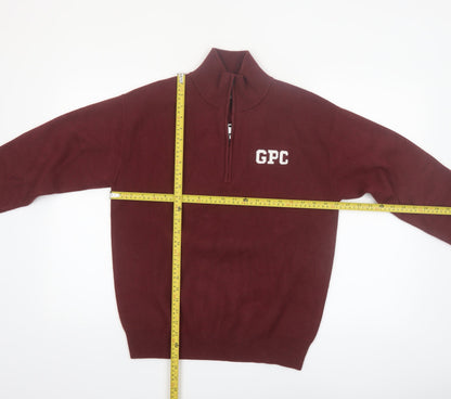 Gym+Coffee Men’s Red XS 1/4 Zip High Neck Knit Jumper