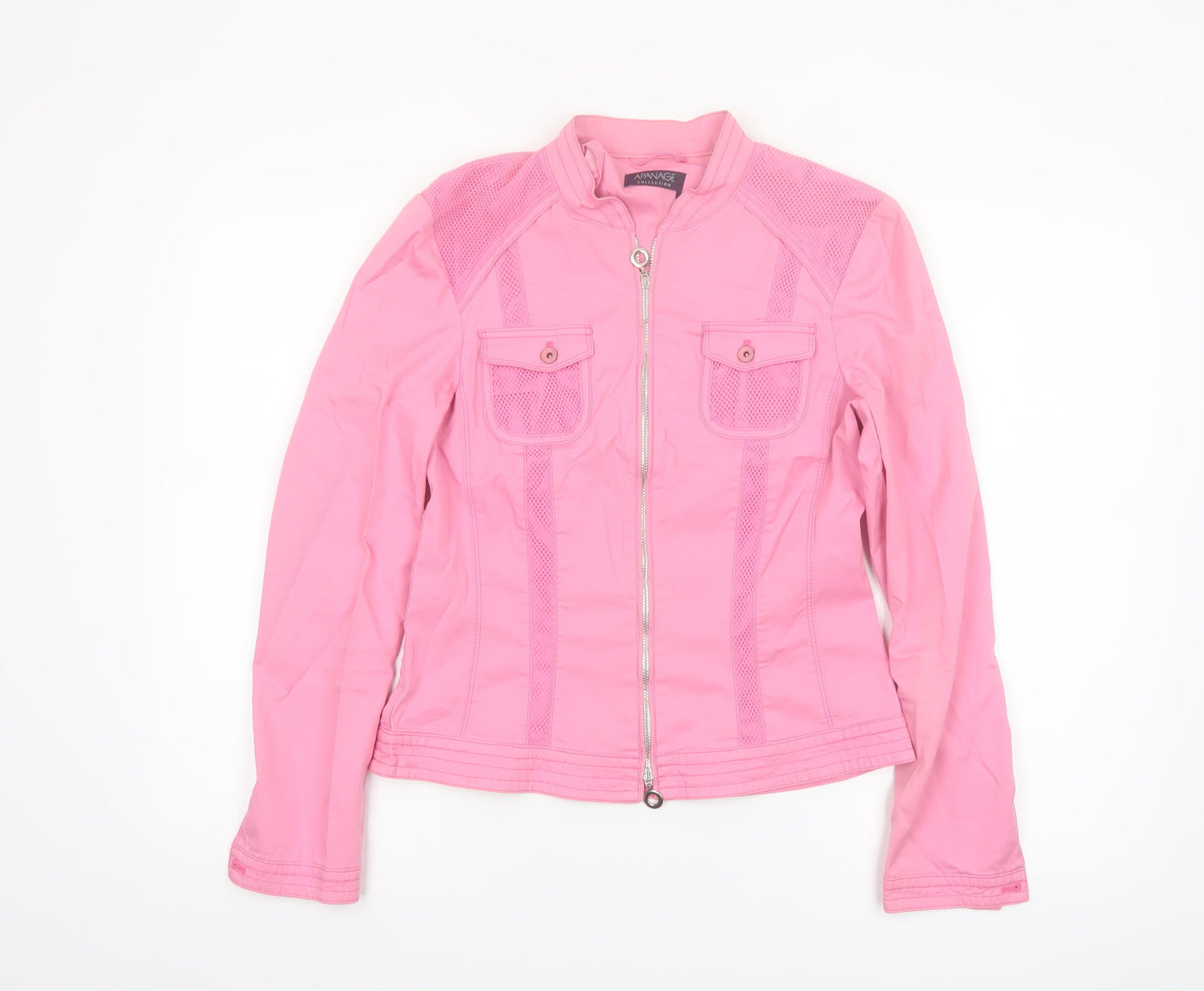 Apanage Collection Womens Pink Cotton Biker Jacket Size 10