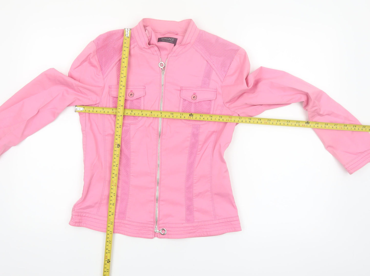 Apanage Collection Womens Pink Cotton Biker Jacket Size 10