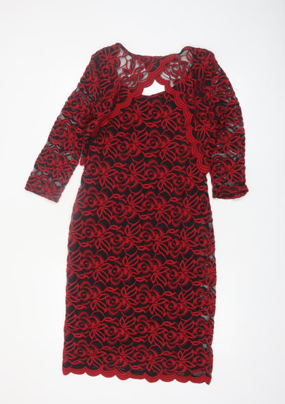 Marks and Spencer Women's Red Lace Sheath Dress Size 10