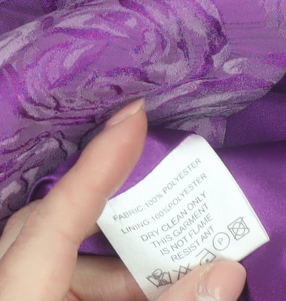 Libra Women’s Purple Floral Ruched Beaded Bodycon Dress Size 10