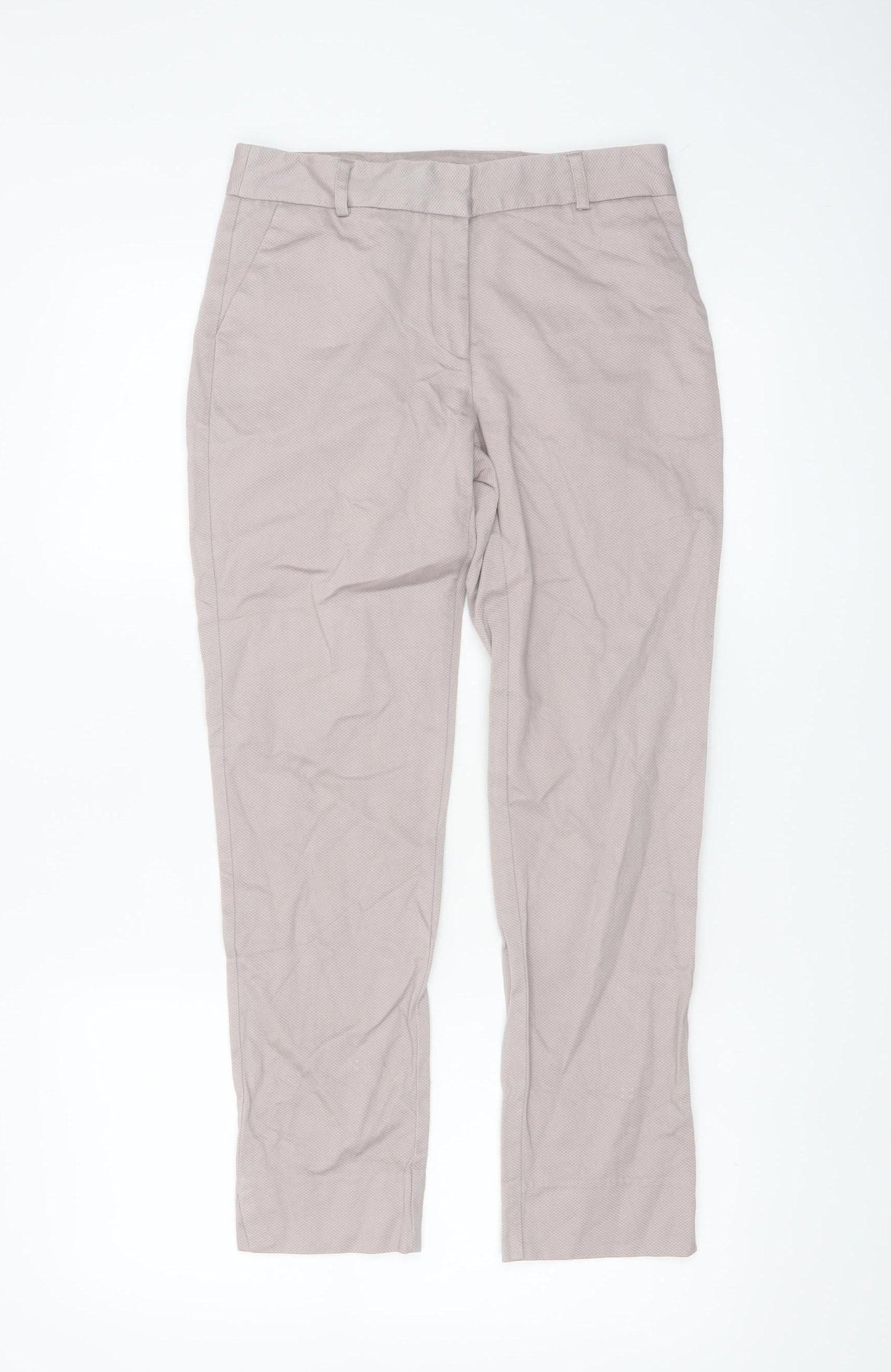 Warehouse Women's Beige Chino Trousers Size 8 Slim Fit Cotton