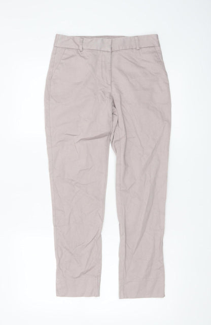 Warehouse Women's Beige Chino Trousers Size 8 Slim Fit Cotton