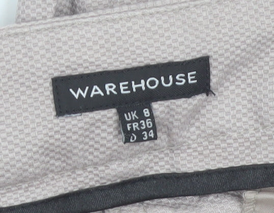 Warehouse Women's Beige Chino Trousers Size 8 Slim Fit Cotton
