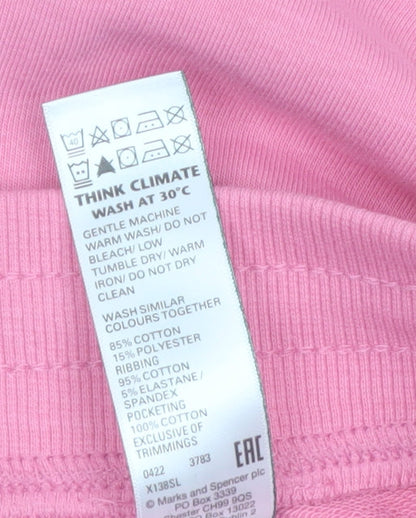 Marks and Spencer Womens Pink Jogger Trousers Size 16 Short