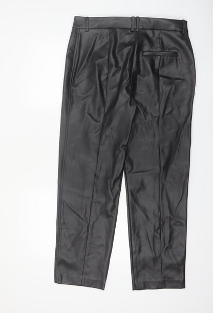 Marks and Spencer Women’s Black Faux Leather Trousers Size 16 Regular