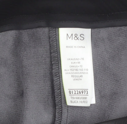 Marks and Spencer Women’s Black Faux Leather Trousers Size 16 Regular