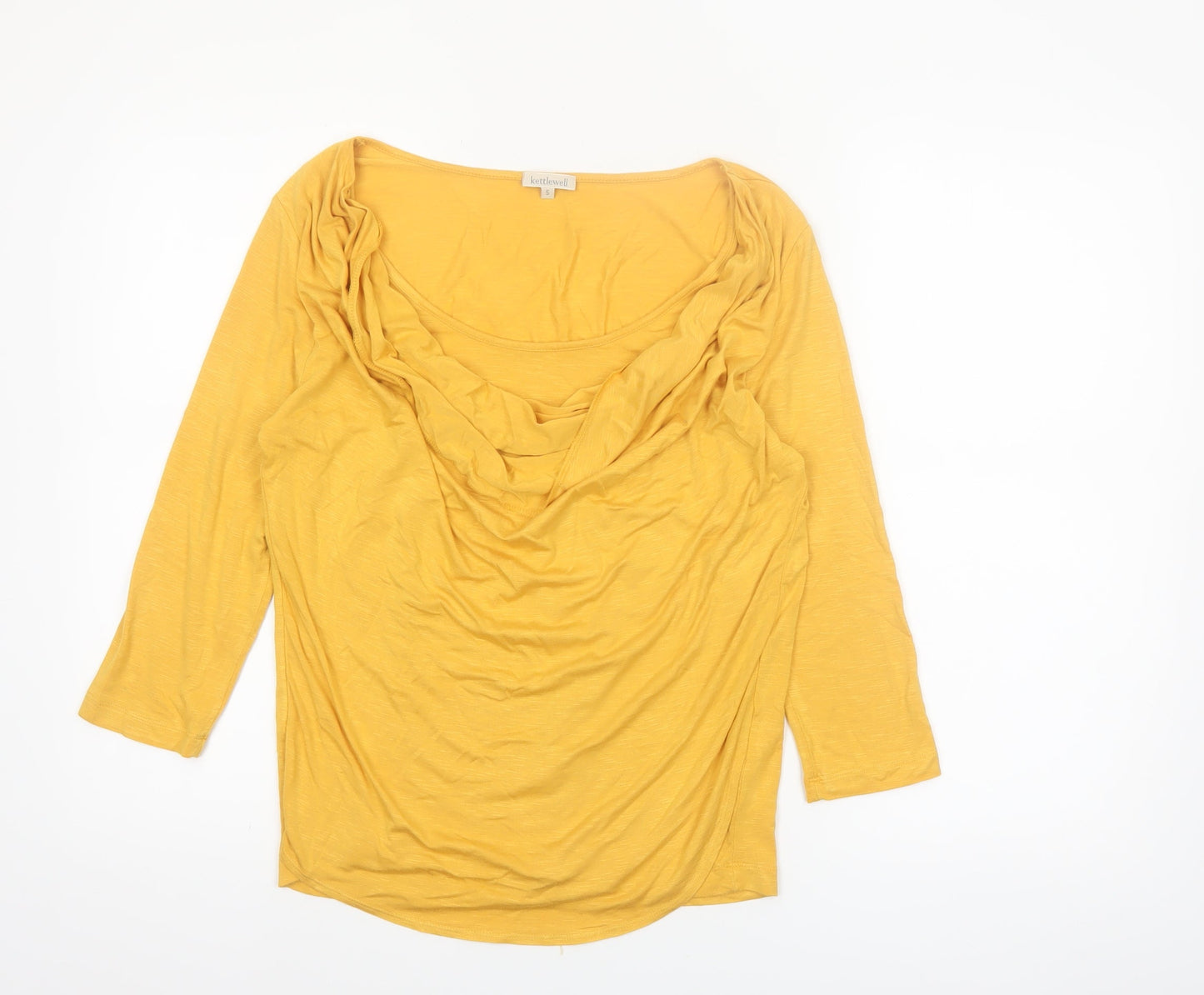Kettlewell Women’s Yellow Cowl Neck 3/4 Sleeve Jersey Blouse Size S