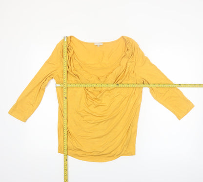 Kettlewell Women’s Yellow Cowl Neck 3/4 Sleeve Jersey Blouse Size S