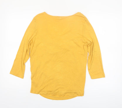 Kettlewell Women’s Yellow Cowl Neck 3/4 Sleeve Jersey Blouse Size S