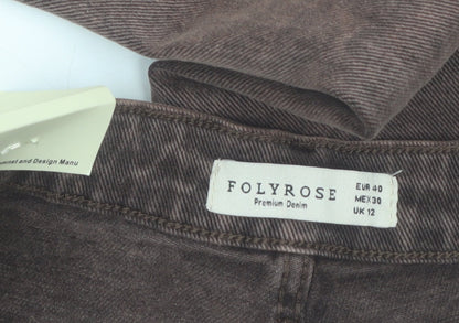 Folyrose Women's Brown Flared Denim Jeans Size 12