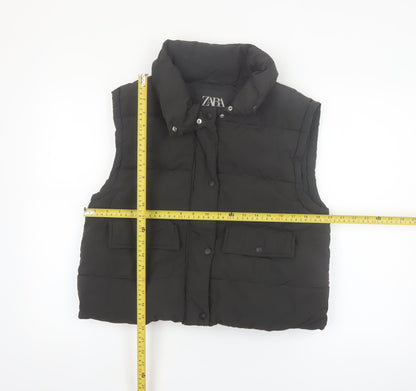 Zara Girls Black Puffer Waistcoat Size 13-14 Years Quilted Sleeveless Gilet