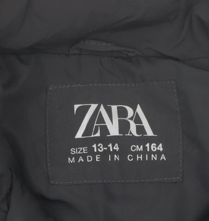 Zara Girls Black Puffer Waistcoat Size 13-14 Years Quilted Sleeveless Gilet