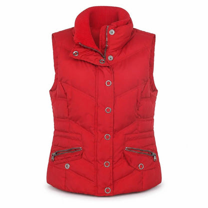 Esprit Women's Red Puffer Waistcoat Size 10 with Zip Pockets