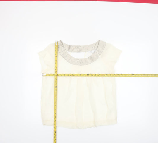 Marks and Spencer Women Ivory Short Sleeve Blouse Size 10
