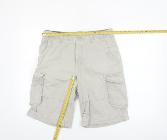 Mantaray Men's Beige Cargo Shorts Size 32 Cotton Canvas Casual Summer
