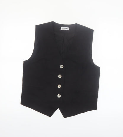 Katch Me Women Black Linen Blend Suit Waistcoat M Classic Fit