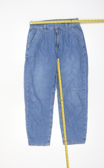 Very Womens Blue Cotton Chino Tapered Pleated Trousers Size 10