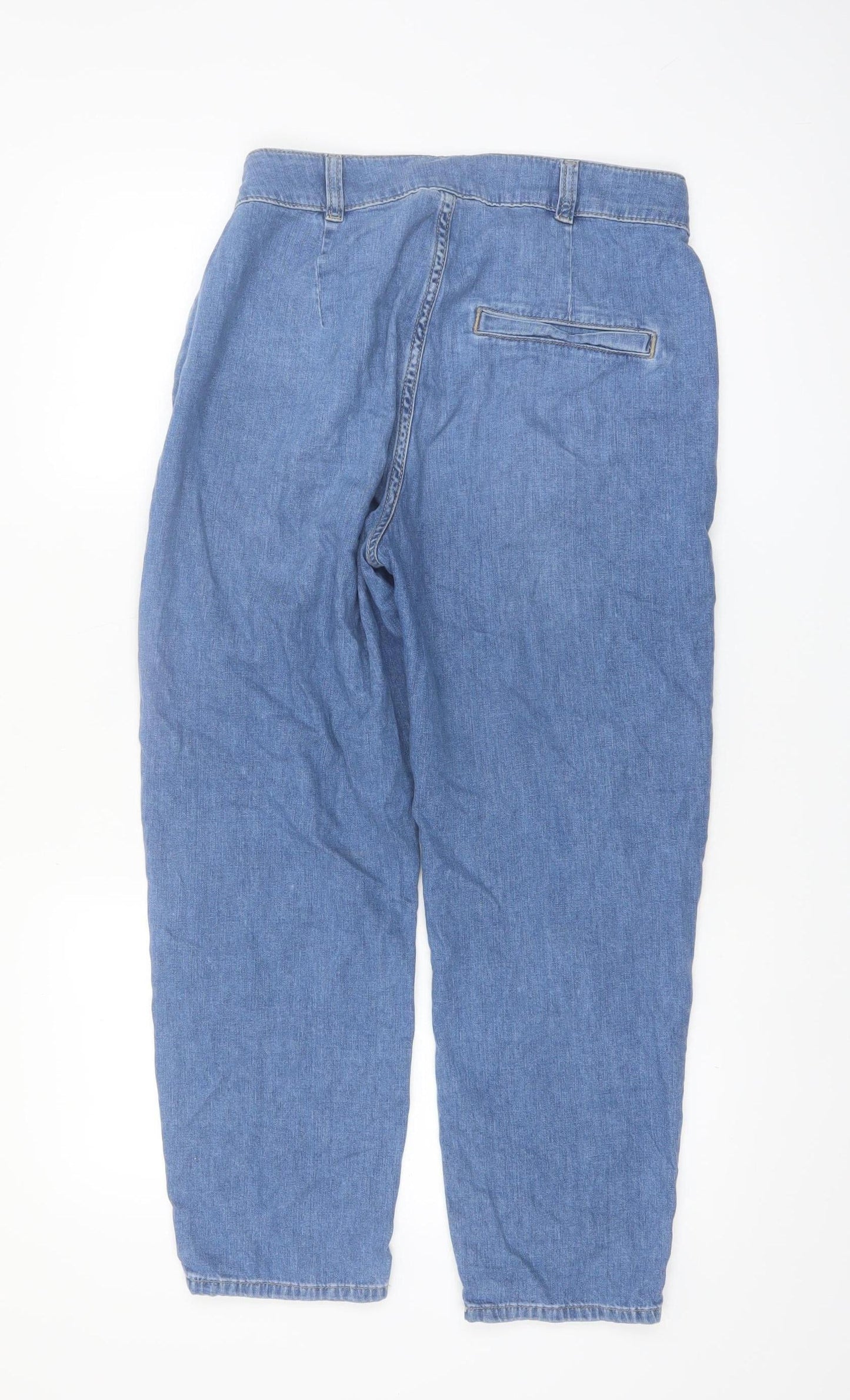 Very Womens Blue Cotton Chino Tapered Pleated Trousers Size 10