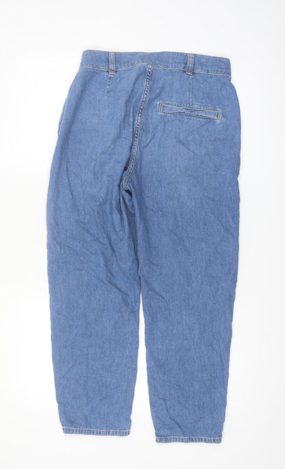 Very Womens Blue Cotton Chino Tapered Pleated Trousers Size 10