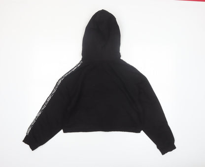 Brave Soul Womens Black Zebra Stripe Trim Cropped Hoodie XS