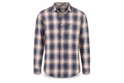 Lee Cooper Men's Blue Checked Regular Fit Cotton Long Sleeve Shirt M