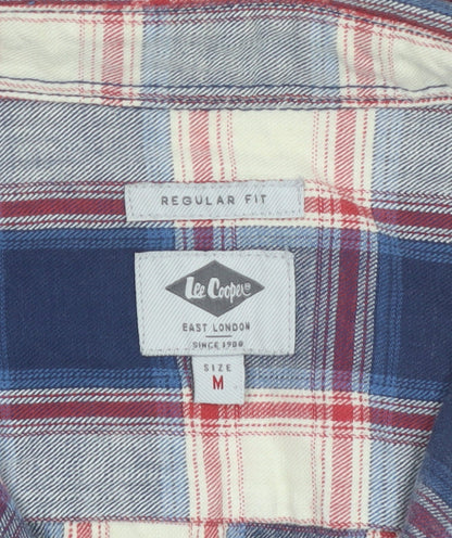 Lee Cooper Men's Blue Checked Regular Fit Cotton Long Sleeve Shirt M