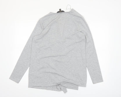 Lipsy Women Grey Open Front Mid-Length Jersey Coatigan UK 14