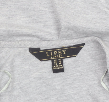 Lipsy Women Grey Open Front Mid-Length Jersey Coatigan UK 14