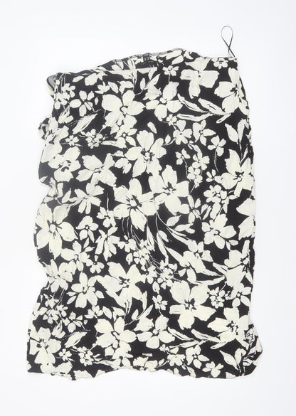 New Look Womens Black Floral Wrap Knee Length Skirt Size 20