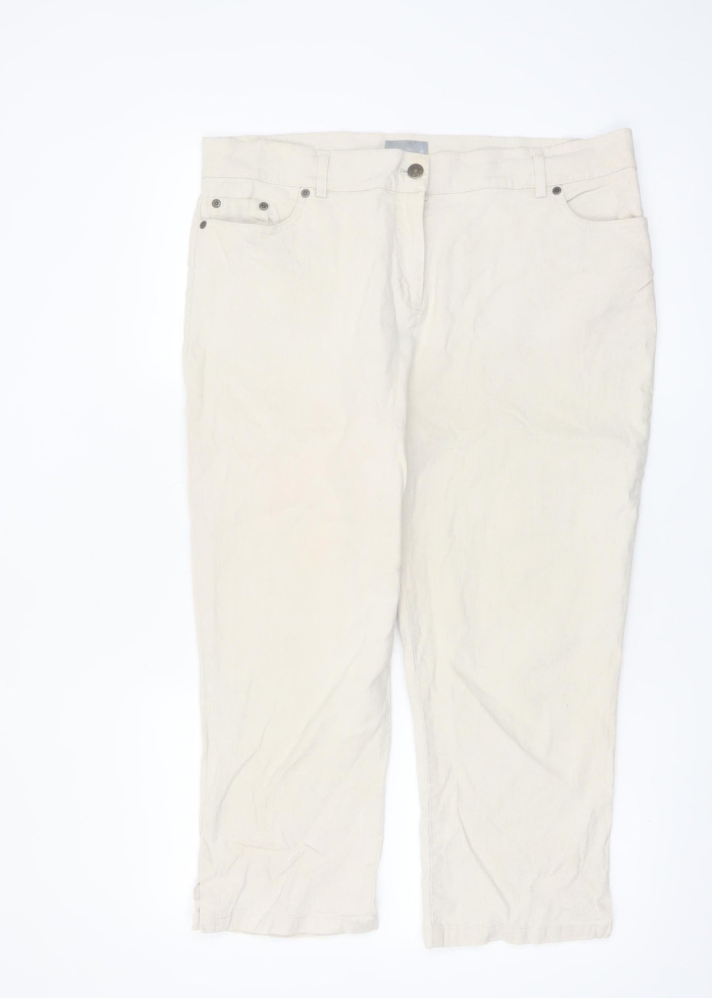 Marks and Spencer Per Una Women’s Beige Linen Cropped Trousers Size 18