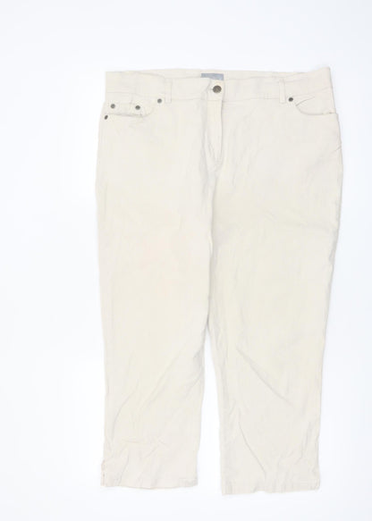 Marks and Spencer Per Una Women’s Beige Linen Cropped Trousers Size 18