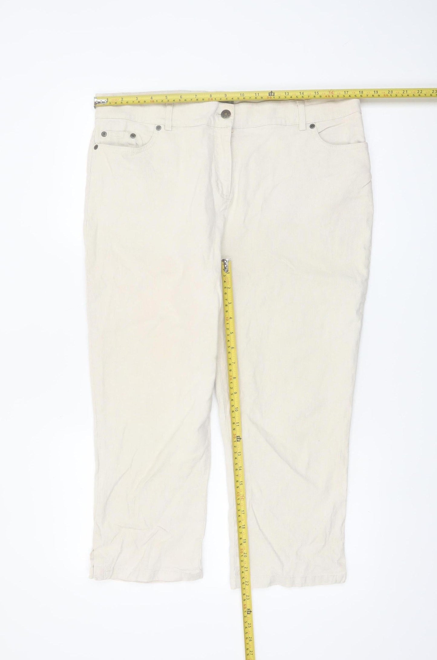Marks and Spencer Per Una Women’s Beige Linen Cropped Trousers Size 18