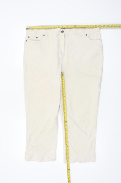 Marks and Spencer Per Una Women’s Beige Linen Cropped Trousers Size 18