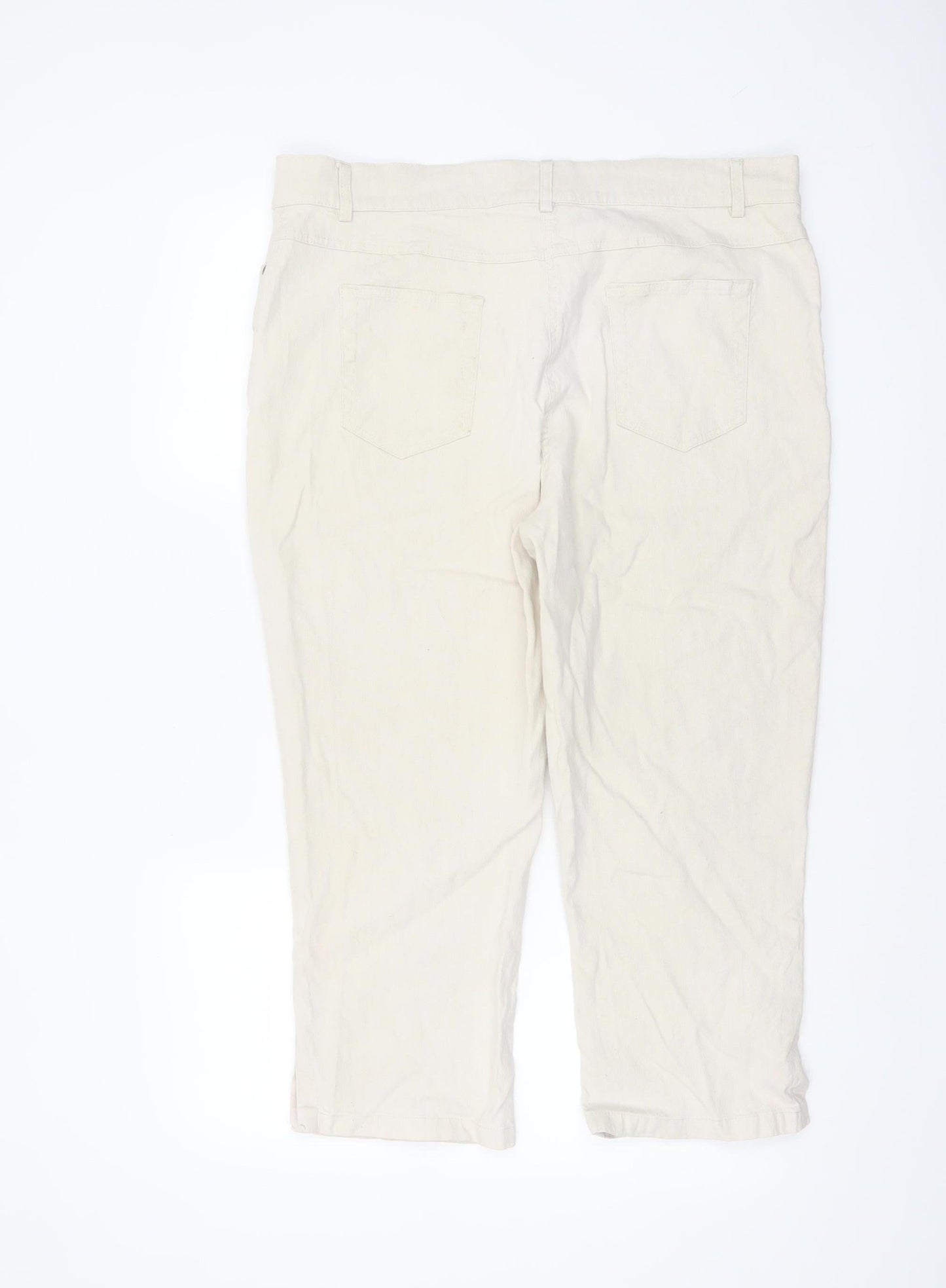 Marks and Spencer Per Una Women’s Beige Linen Cropped Trousers Size 18