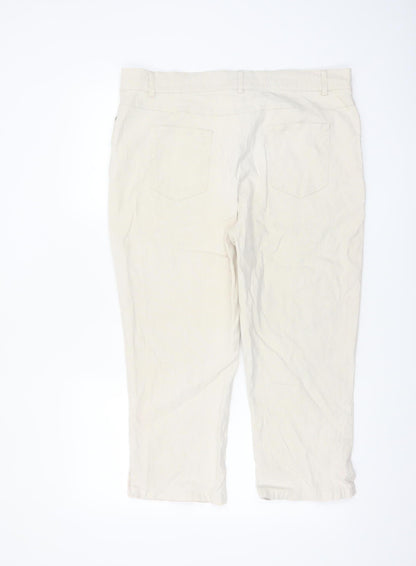 Marks and Spencer Per Una Women’s Beige Linen Cropped Trousers Size 18