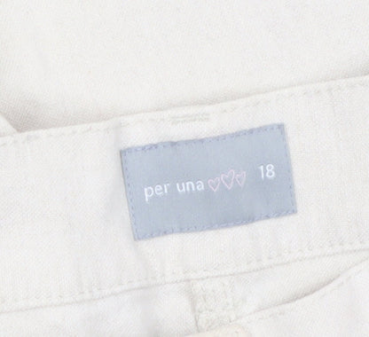 Marks and Spencer Per Una Women’s Beige Linen Cropped Trousers Size 18