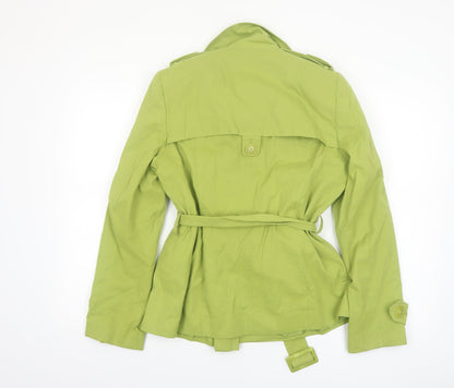 Debenhams Women's Green Belted Trench Coat Size 12 Lightweight