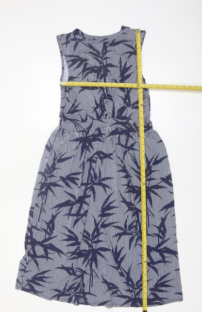 Warehouse Women’s Blue Floral Striped Fit & Flare Dress Size 12