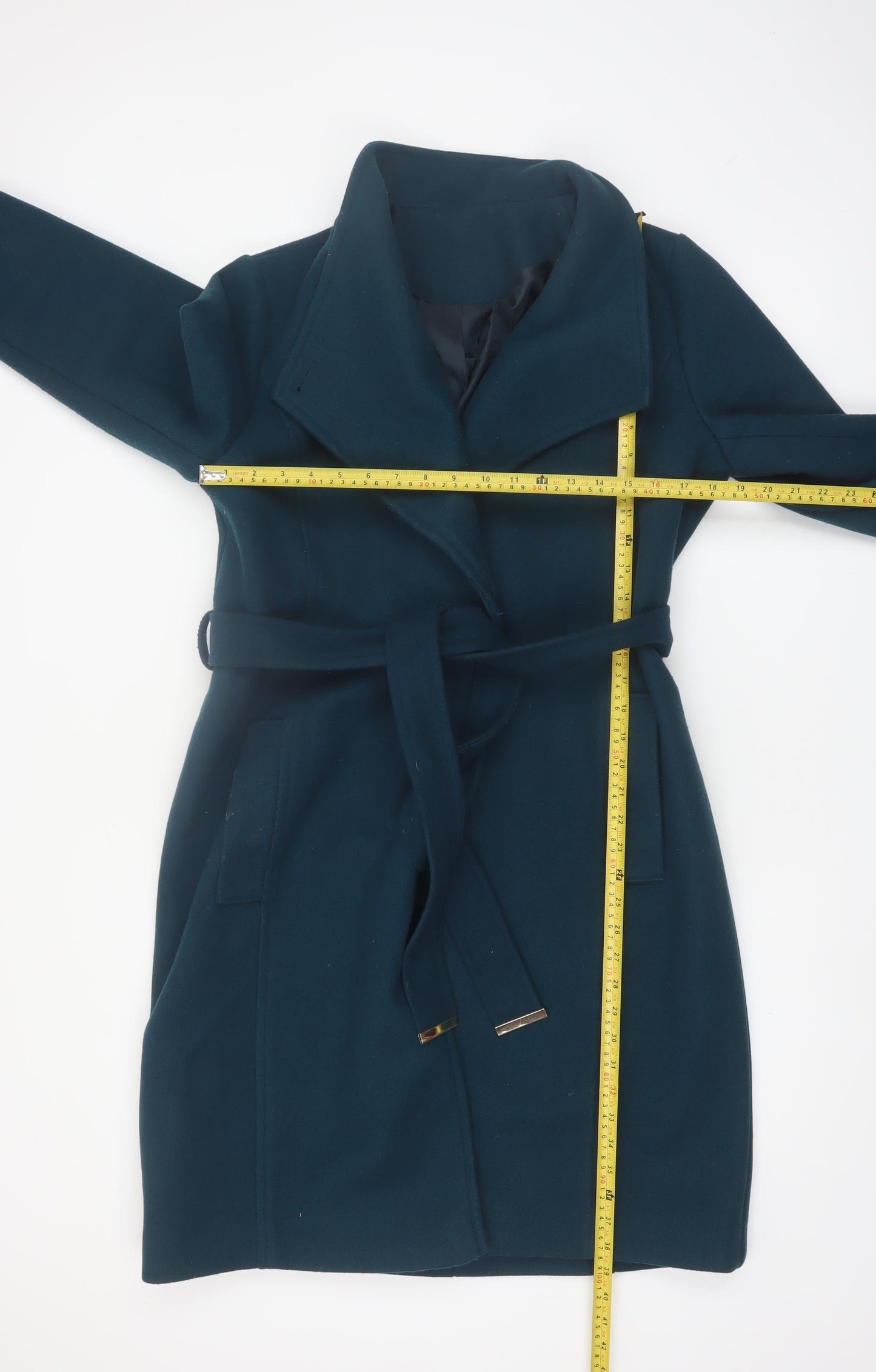 Dunnes Stores Womens Green Belted Long Trench Coat Size 16
