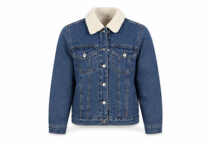 Primark Women Blue Denim Sherpa Lined Jacket Size 8