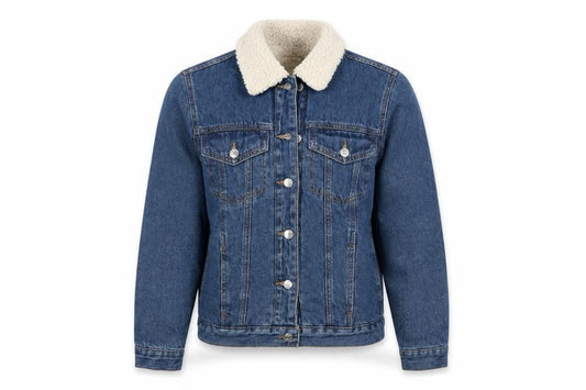 Primark Women Blue Denim Sherpa Lined Jacket Size 8