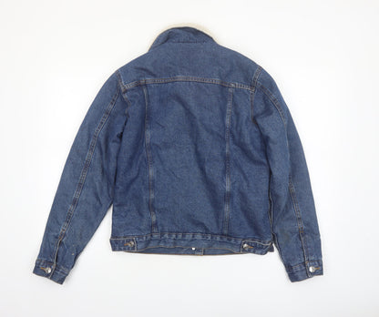 Primark Women Blue Denim Sherpa Lined Jacket Size 8
