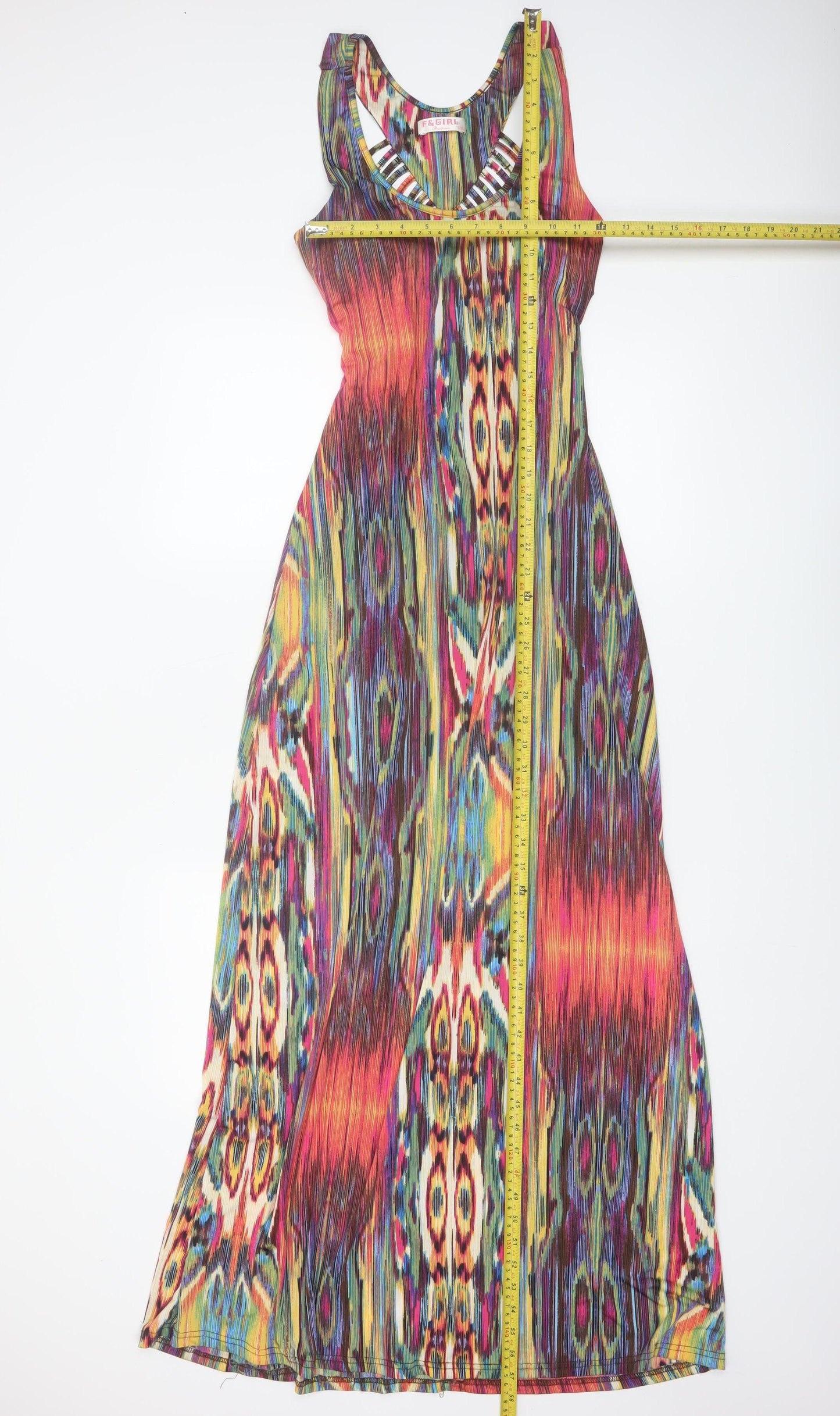 F&Girl Women's Multicoloured L Maxi Sleeveless Bohemian Dress