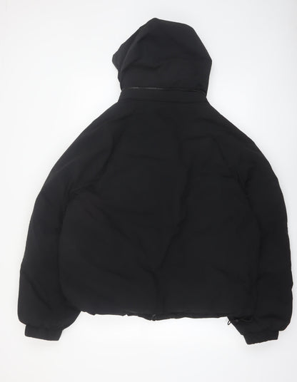 Zara Women Black Hooded Puffer Jacket Size 14 Regular Fit