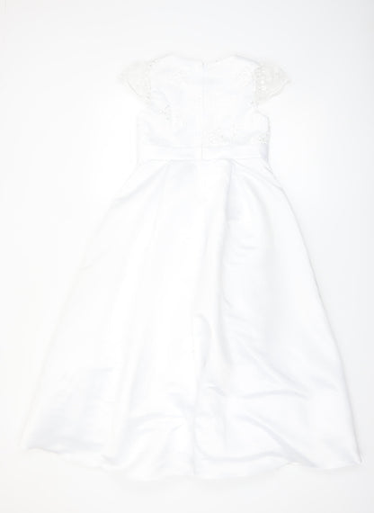 Paul Costelloe Living Girls White A-Line Lace Formal Dress Size 9 Years